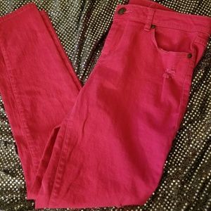 Lauren Conrad Pink Distressed Skinny Jeans Size 10